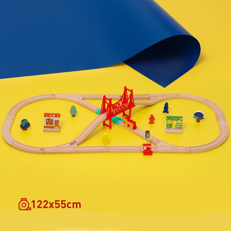 Set di binari per treni in legno giocattoli ferroviari per treni magnetici elettrici compatibili con i giocattoli educativi per binari in pvc per regali per bambini: SET H