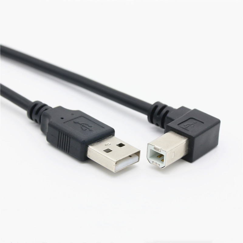 Cable de escáner de impresora USB 2,0 tipo A macho A tipo B, Cable de 90 grados arriba, abajo, izquierda y derecha en ángulo, 30cm, 50cm, 150cm: Blanco / 0,2 m