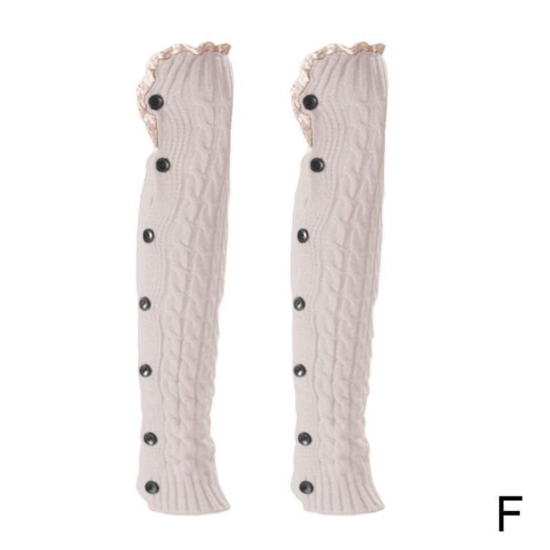 Mallas cálidas con botón de encaje para mujer, calentador de pies, cubiertas de botas, medias cálidas de punto para otoño e invierno, N2X6: F