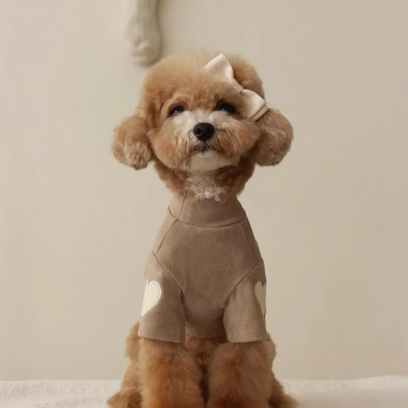 Jesienno-zimowa koszulka dla psa Cute Love Bear Teddy Yorkshire Hoodie Dog Cat Pet Love Ciepłe ubrania dla psów Designerskie ubrania dla psów: S / WHITE
