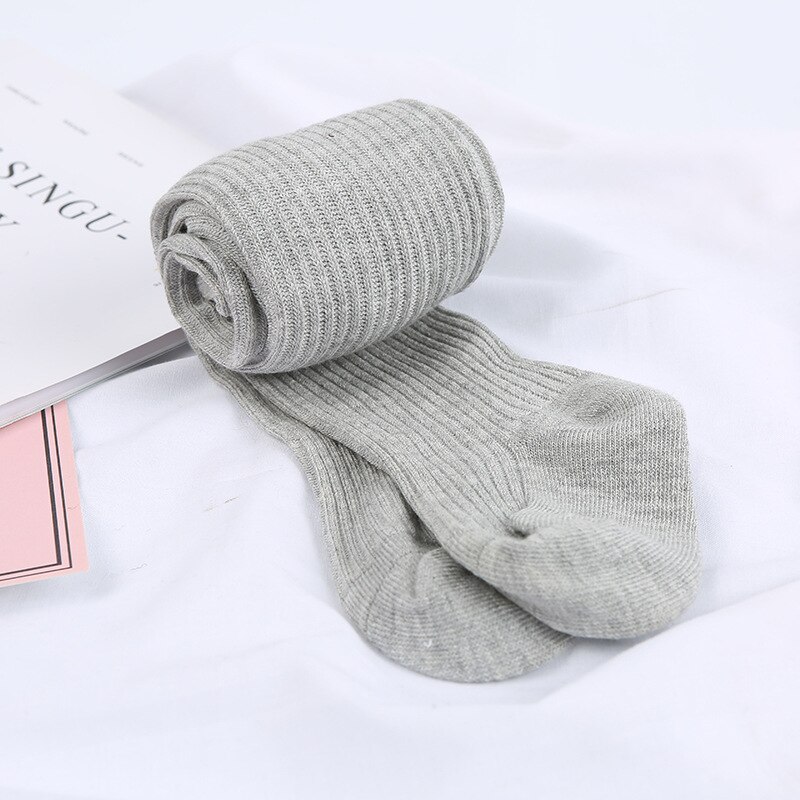 0-4Jahre Herbst Baby Strumpfhosen Baby Mädchen Rippen Strümpfe Winter Kind Baumwolle Warme Strumpfhosen Mädchen Solide Süssigkeit Farbe Engen Kleinkind: 0 zu 1T / Grau