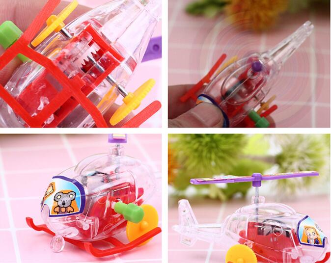 Novelty Pocket clockwork toy transparent mini plane Aircraft Wind Up Toy Colorful Baby Funny Plane Toys