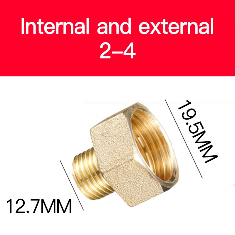 Adaptador de cobre de 1/8 ", 3/8", 1/2 ", 3/4", macho y hembra, Conector de conector de tuberías de latón reductor, adaptador de Gas y aire, presión de agua y combustible: 2-4
