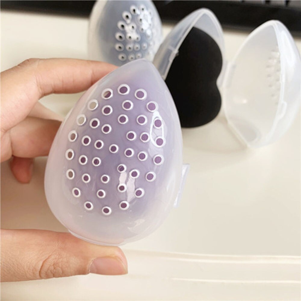1Pcs Beauty Sponge Stand Storage Case Makeup Blender Puff Holder Empty Cosmetic Egg Shaped Rack Transparent Puffs Drying Box