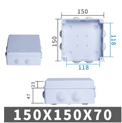 ABS Plastic Waterproof Junction Box DIY Outdoor Electrical Connection box RA Series IP65 Cable Branch box: 150x150x70mm