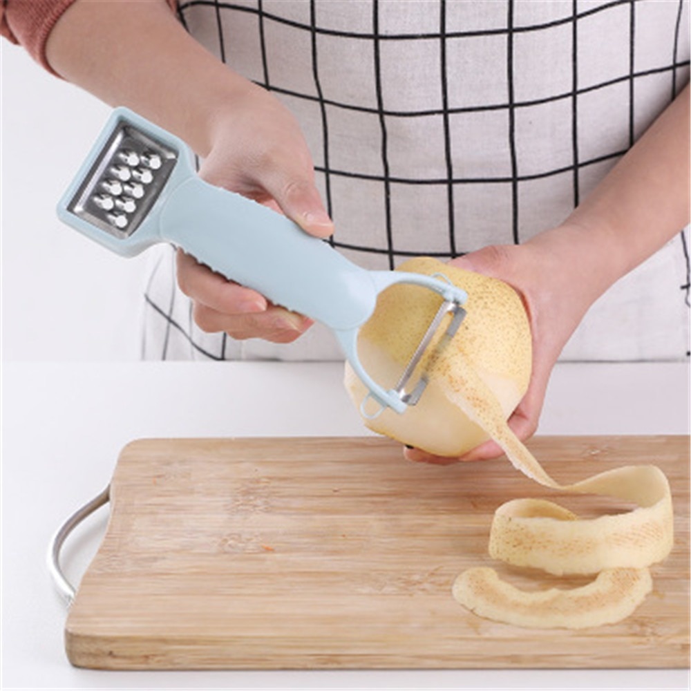 Potatis multifunktionell bärbar gurka morot julienne fruktskalare dubbelhuvud rostfritt stål rivjärn 2 in 1 grönsaker