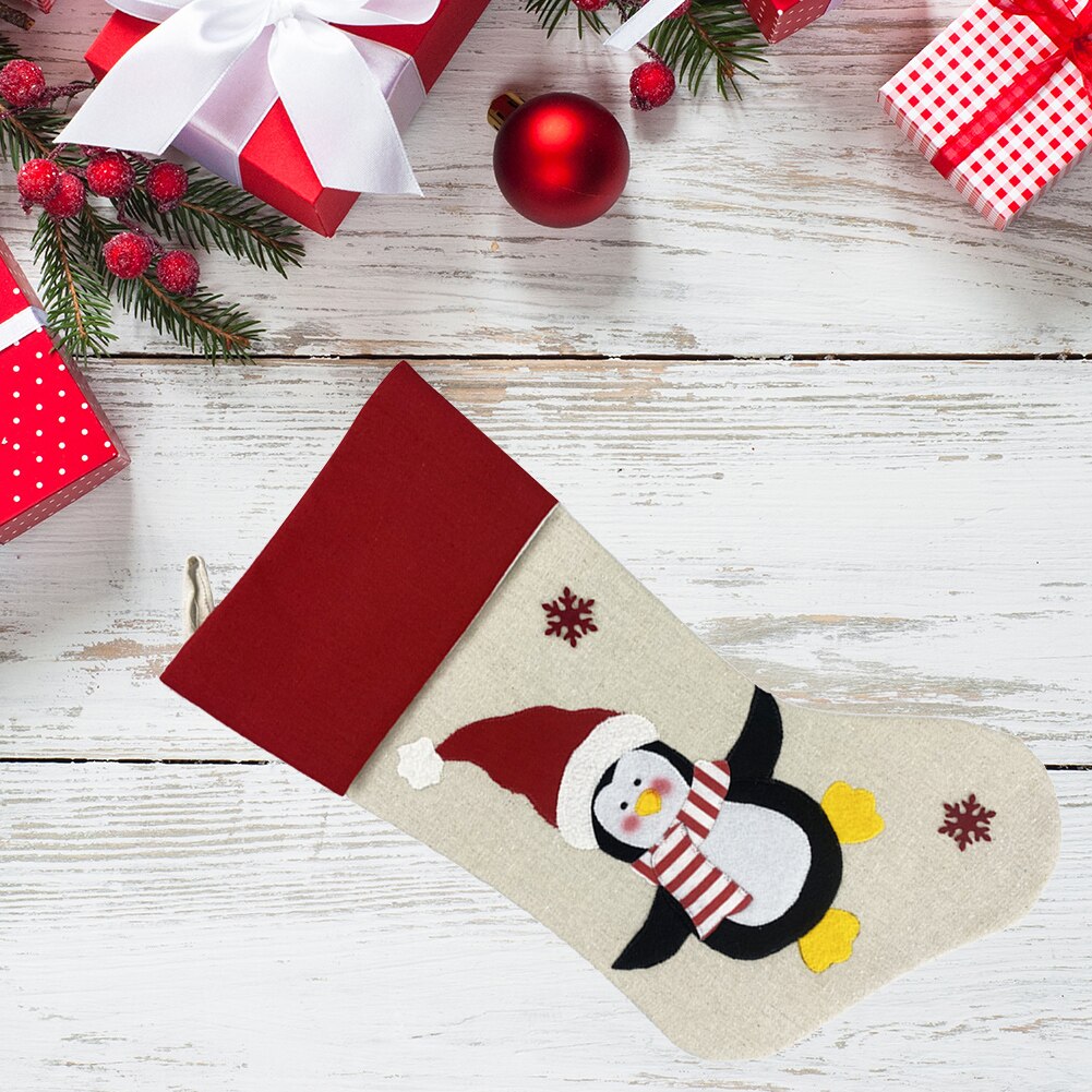 Kinderen kerst non-woven kerstsok kerstman patroon snoepzak kerstversiering