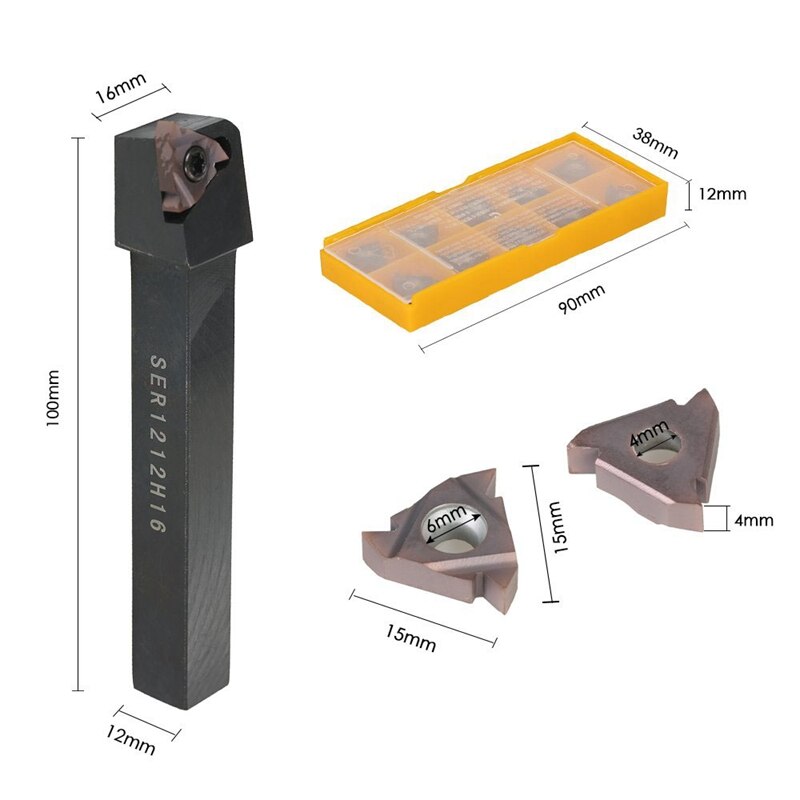 1Pc Ser1212H16 Cnc Langweilig Bar Halfter + 10Stck 16Er Ag60 Drehen Einsätze Mit Schlüssel Für Drehmaschine Drehen Werkzeug einstellen