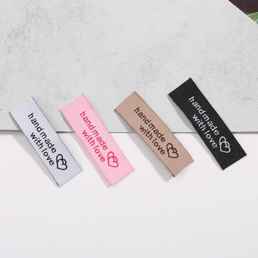 20 stk / parti 50 x 15mm håndlavede tags vævet trykte etiketter tøj beklædningsgenstand diy tags håndværk sy tilbehør
