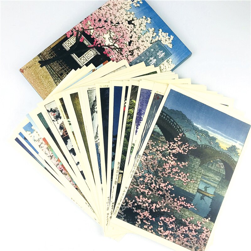 24 hojas/Set paisaje poético japonés postal grande tarjeta de felicitación tarjeta de de cumpleaños Tarjeta de mensaje