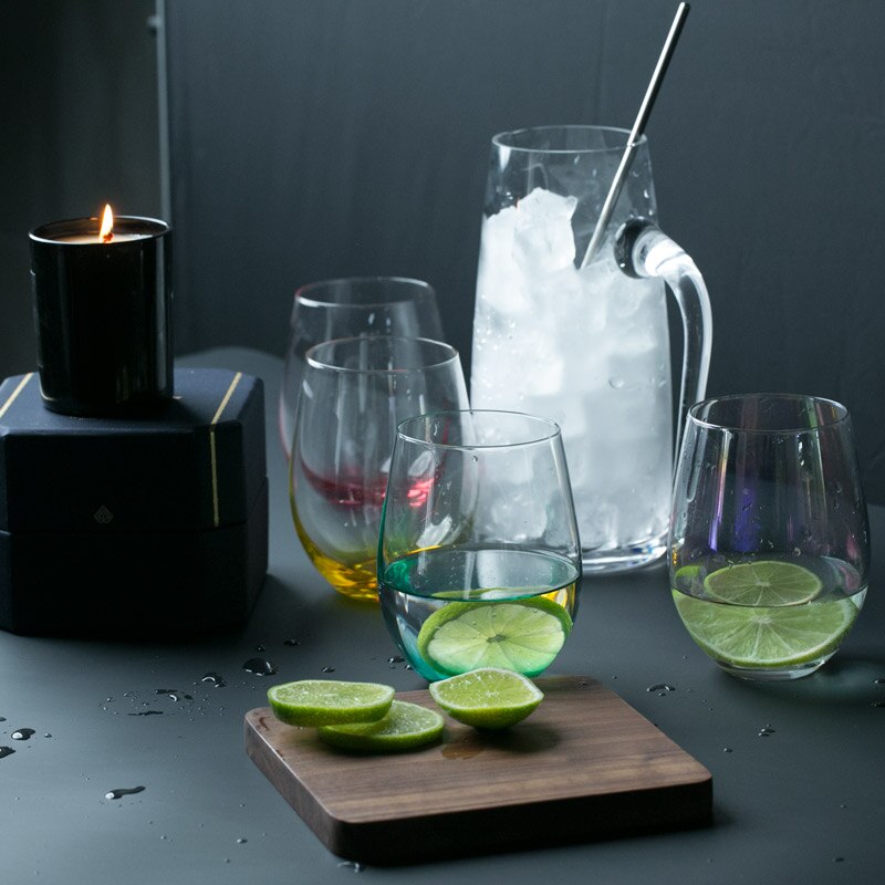 Glassett farge stjerneklar eggformet glassjuicekopp 560ml