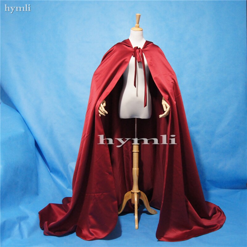Capa de marfil con capucha de satén, capa de boda, disfraz renacentista, ropa Medieval de hada para adultos: Wine