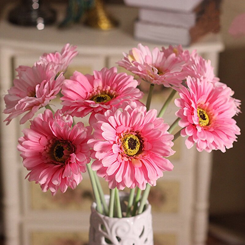 Kunstbloemen Nep Daisy Bulk Bruiloft Decoratie Zijde Boeket Zonnebloemen Decor Plastic Gerbera Bloemstukken Tafel Ce