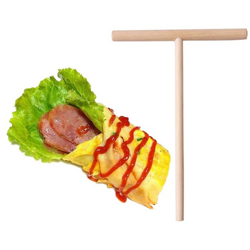 Doreenperles bricolage chinois en bois crêpière T forme crêpe pâte bois épandeur bâton oeuf gâteau grattoir cuisine outil de cuisson 1PC