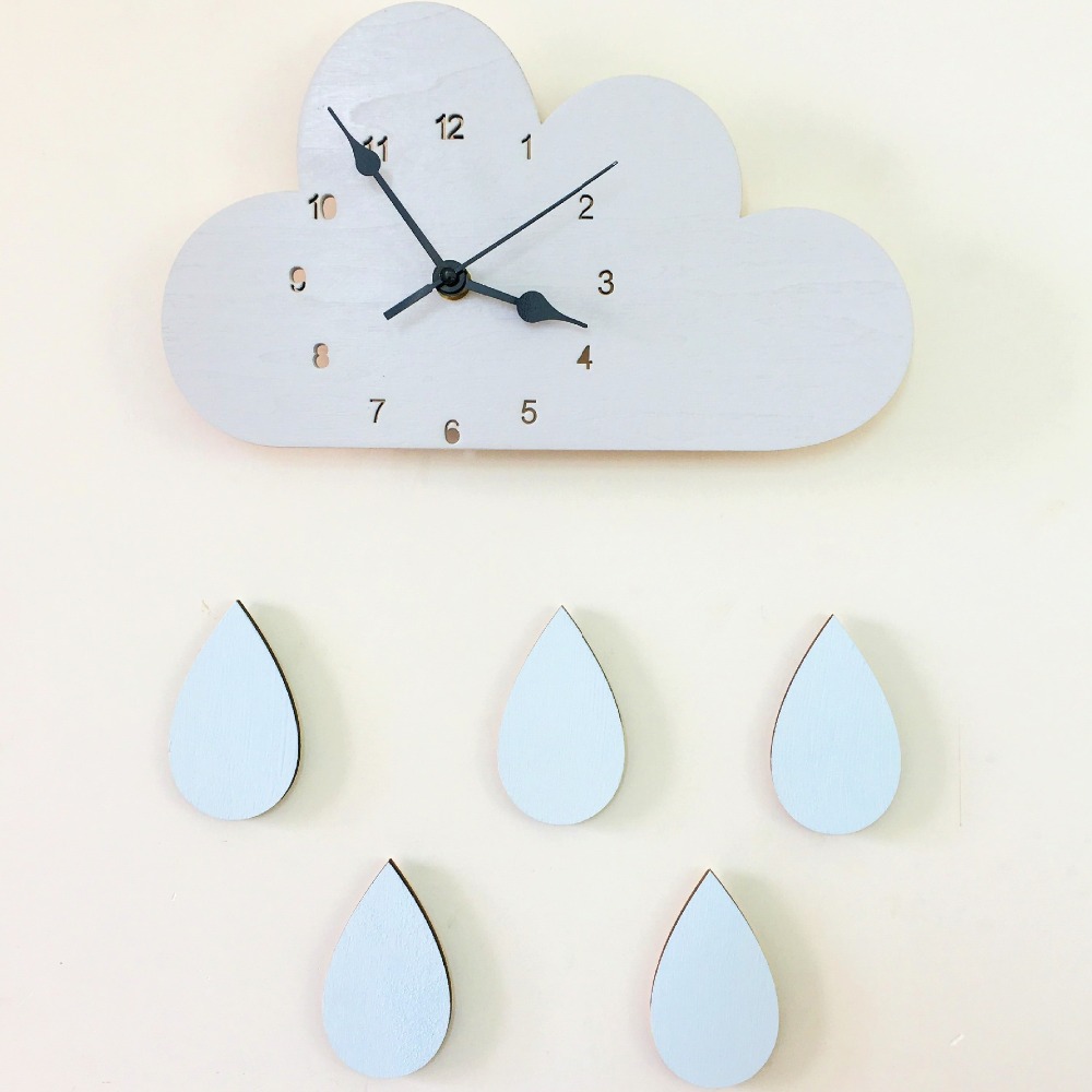 Ins Explosie Modellen Nordic Thuis Cloud Raindrop Klok Cartoon Baiyun Stille Klok Muur Kinderkamer Decoratie