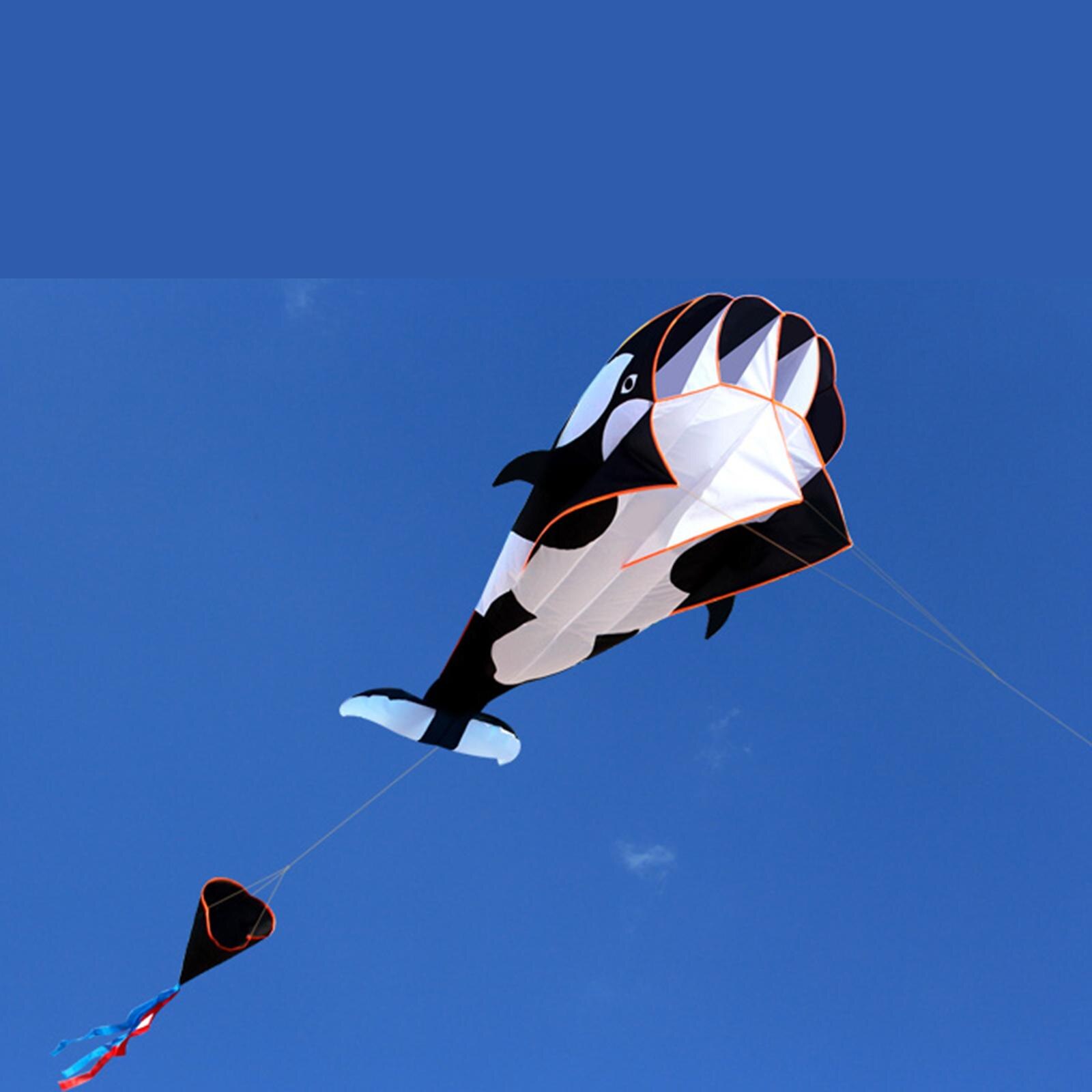 3d orca-drachen, gleitschirme, kinder-stranddrachen, große drachen für garten, camping, wandern, strandsport: Schwarz und weiß