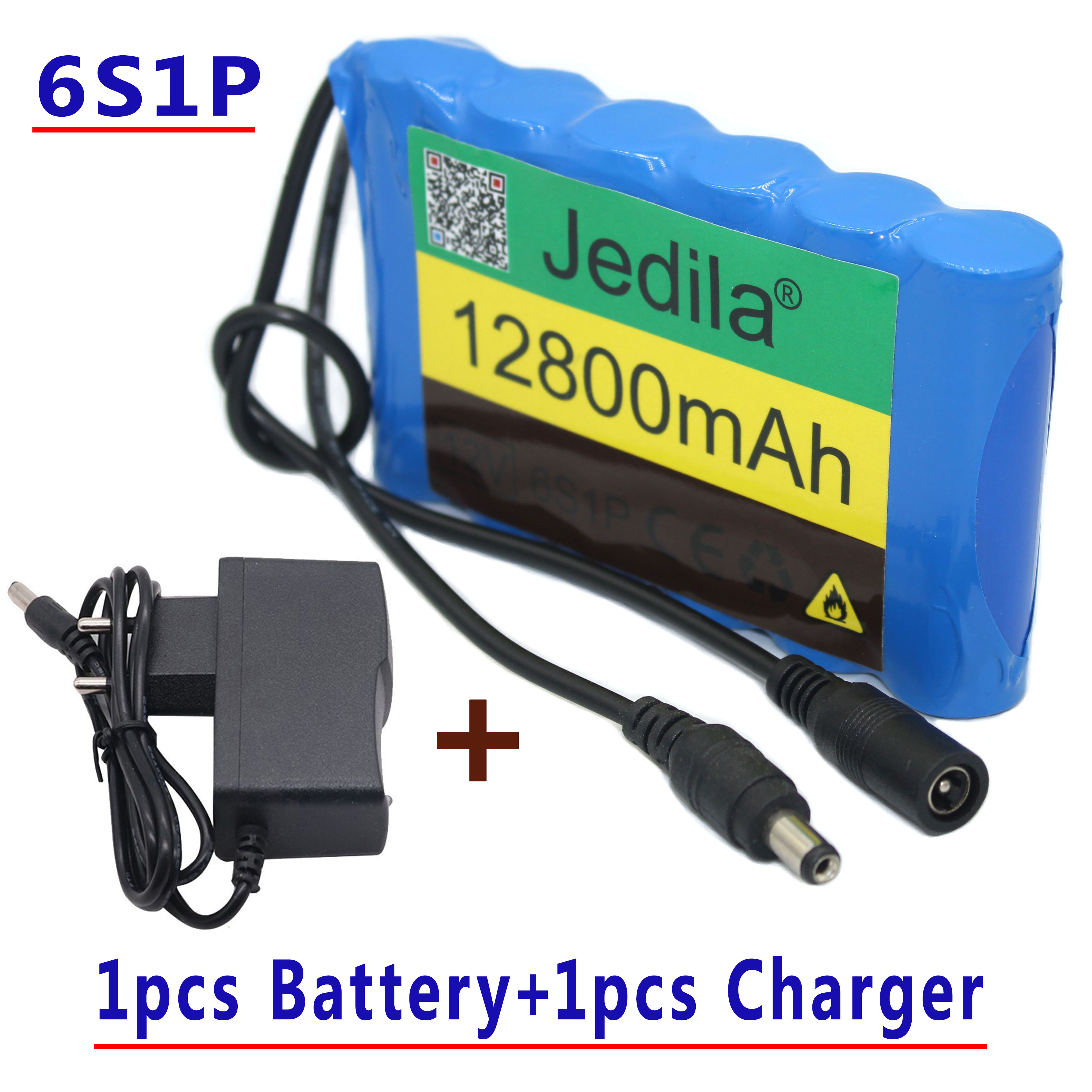 .Portable Super 12V 12800mah battery Rechargeable Lithium Ion battery pack capacity DC 12.6v 12.8Ah CCTV Cam Monitor..: 1battery.1charger