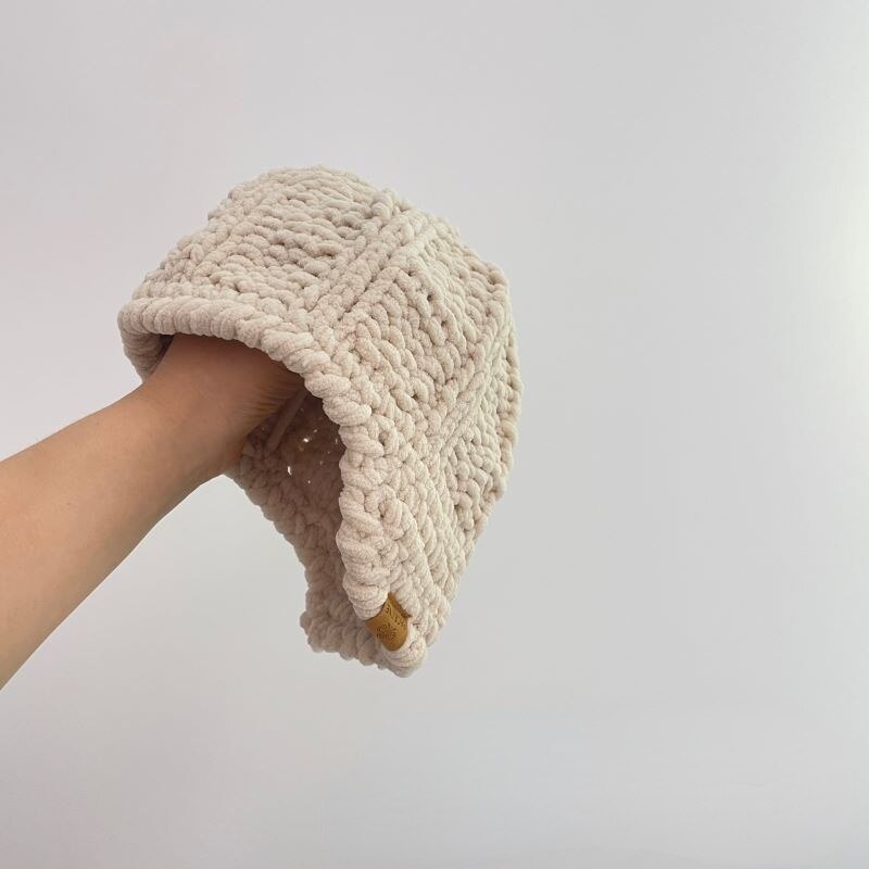 Japanse Eenvoudige Hand Gemaakt Eend Tong Muts Haak Wollen Hoed Voor Jongens En Meisjes 5 Kleuren Peuter Baby warme Muts: Apricot