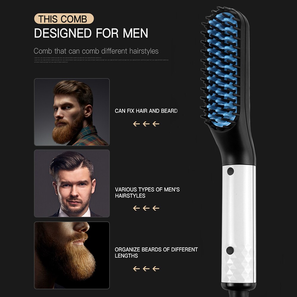 Updated Beard Straightener Multifunctional Hair Brush Man's Hair Flat Iron Beard Straightener Hair Styling Comb For Men