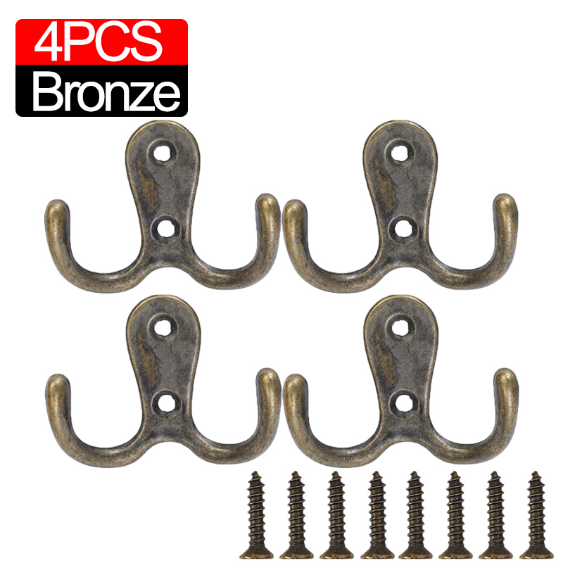 10/2pcs Coat Hooks Wall-Mounted 2 Hole Towel Hanger For Coats Hat Clothing Home Storage Hook Wall Hook Towel Hanger for Hardware