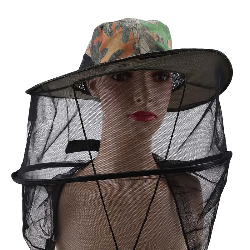 Camuflaje Anti Mosquito pesca con red de malla cabeza cubierta pescador apicultura antifaz de acampada cara proteger