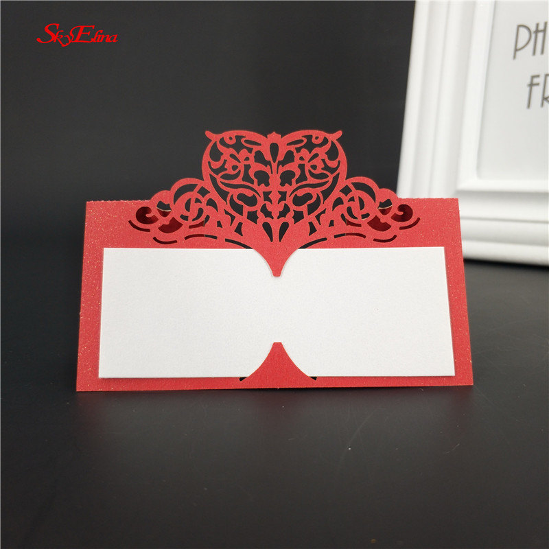 50pcs Party Table Name Guest Place Cards Favor Decoration Wedding Card birthday party Supplies Seating Decoration 5zSH871-50: red