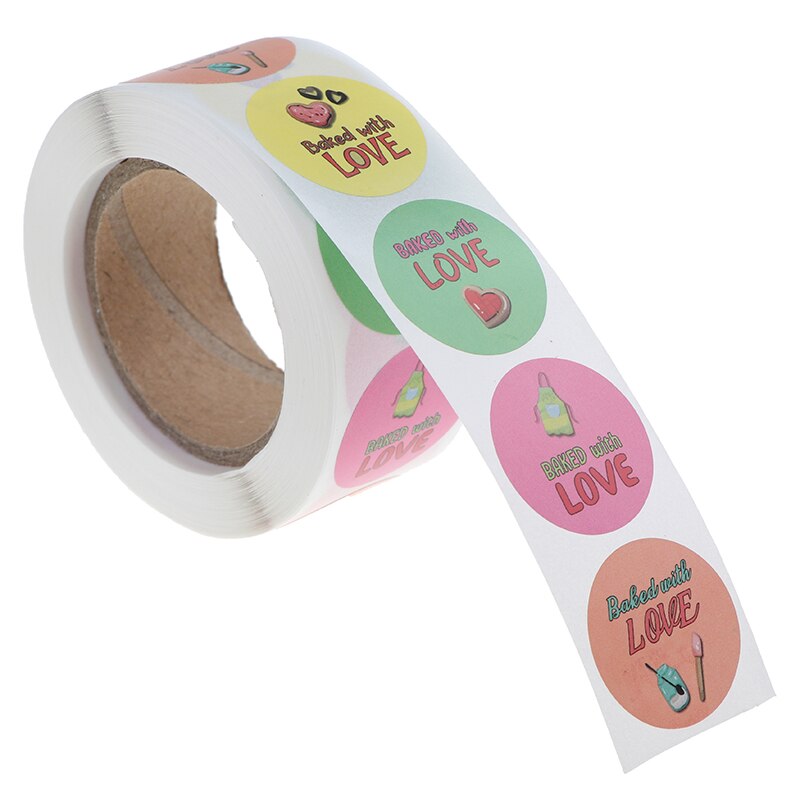 500 Pcs Baked Sticker Seal Labels Round Pink Green Yellow Labels Baking 25mm For Package Decoration Handmade Stickers
