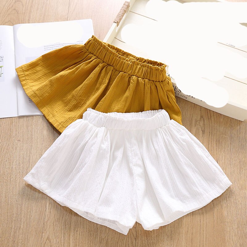 Pantaloncini per neonate per bambini pantaloni estivi abbigliamento pantaloni per bambini bambini lino solido traspirante bianco giallo 90 ~ 140