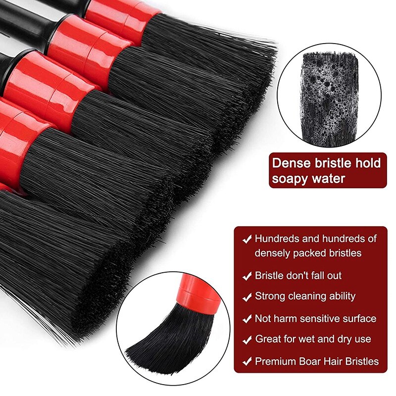 New10Pcs Auto Car Detailing Brush Set Car Interior Cleaning Kit Includes 5 Detail Brush,3 Wire Brush, 2 Air Vent Brush
