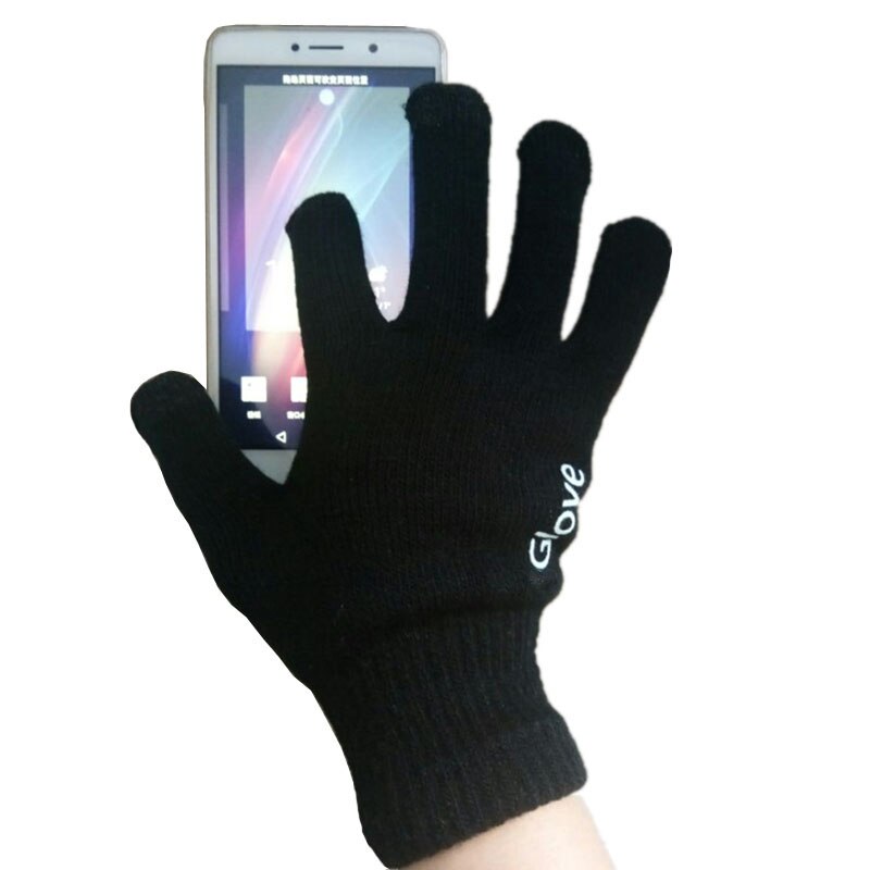 2pairs black Unisex Gloves Colorful Mobile Phone Touched Gloves Men Women Winter Mittens Black Warm Smartphone Driving Glove