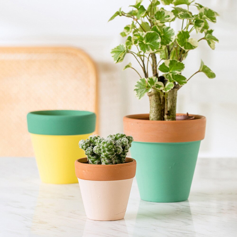 10 Pcs Colorful Flowerpots Indoor Plant Pots Ceramic Gardening Planters
