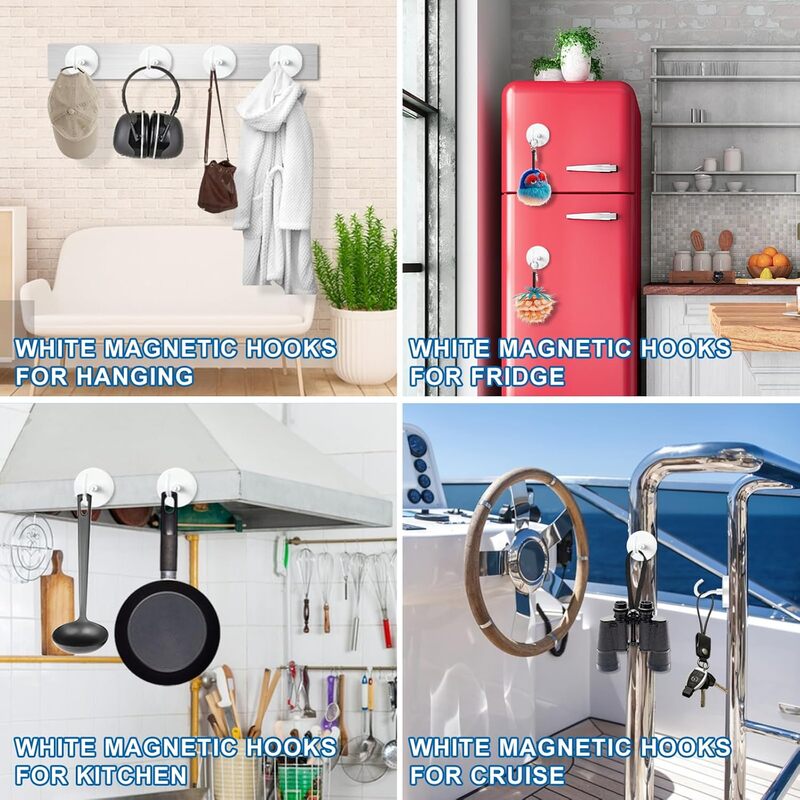 Weiße, robuste Kreuzfahrt-Magnethaken für Klassenzimmer, Kühlschrank, Hängen, Kabinen, Grill, Küche, Garage, Arbeitsplatz und Büro usw