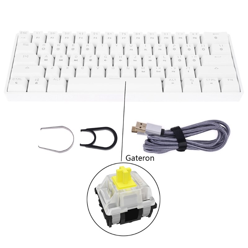 SK61 Portable 60% Mechanical Keyboard Gateron optical Switches RGB Backlit Swappable Wired Gaming Keyboardfor PC Mac: 4NB602447-Y