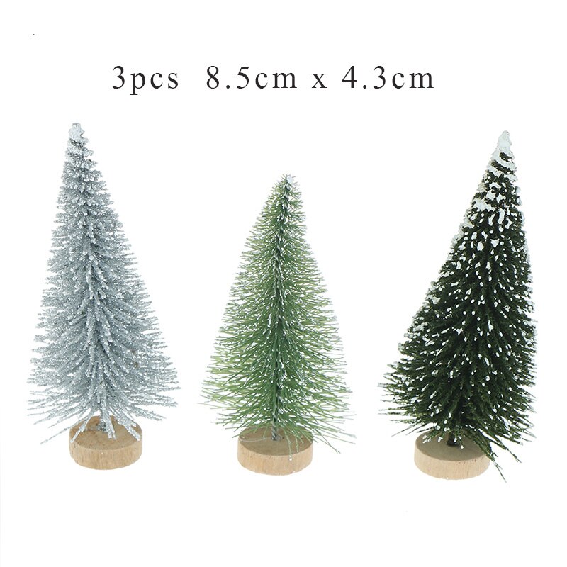 1/3/5/10pcs DIY Christmas Tree Small Pine Tree Mini Trees Placed In The Desktop Home Decor Christmas Dollhouse Decor Kids: 3pcs L