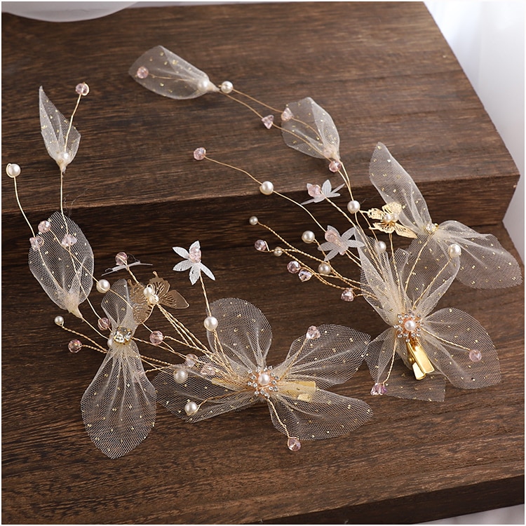 fe søt silke garn hårklips øredobber brud hårspenner til kvinner hårspenner bryllup hår tilbehør