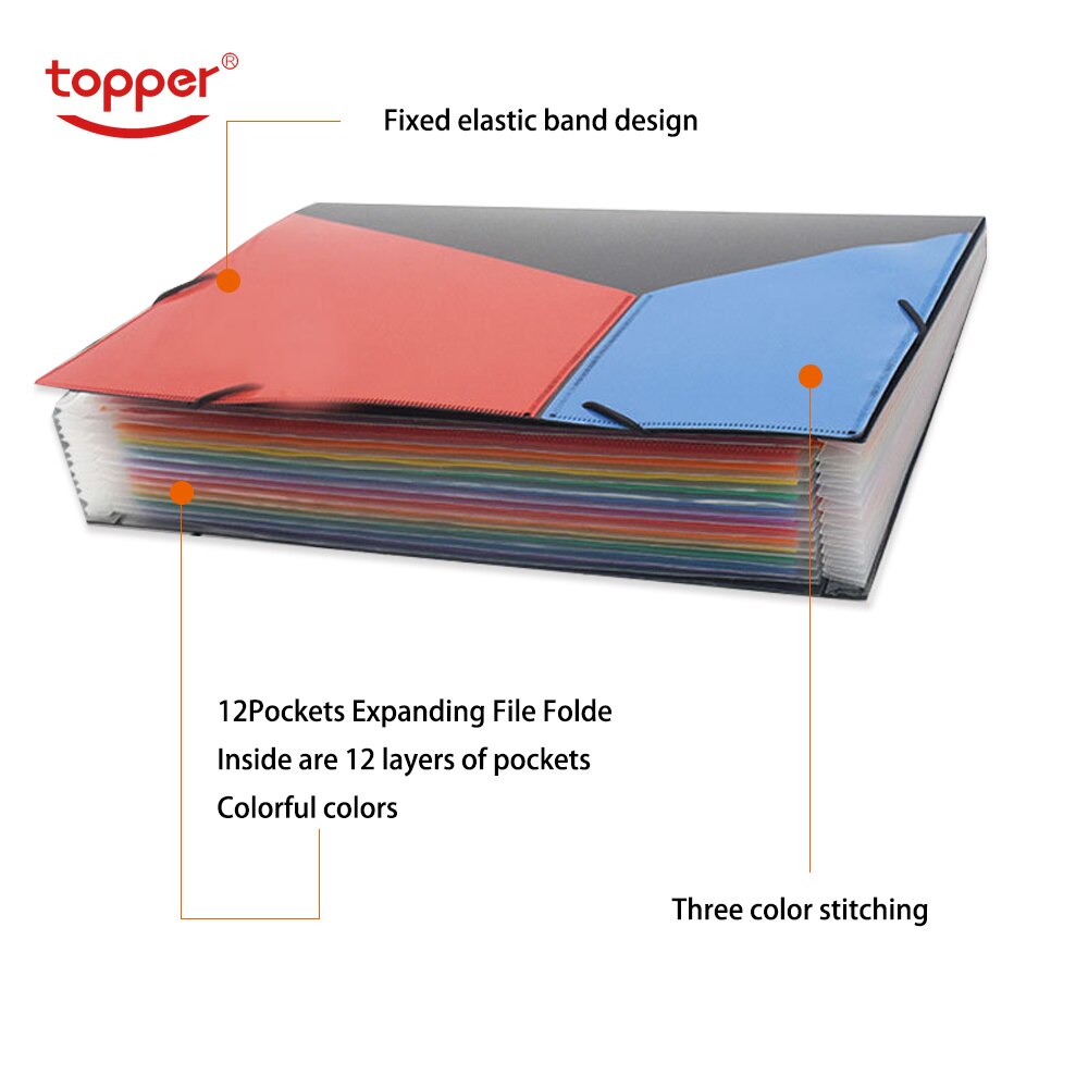 12 Pockets Expanding File Folder A4 Organizer Portable Business File Office Supplies Document Holder Expanding wallet
