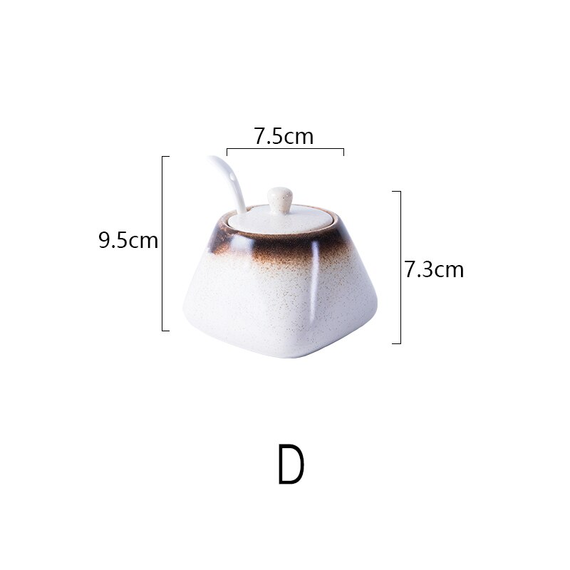 Spice Jar Ceramic Spice Box Household Kitchen Spice Jar Set Chili Jar Combination Salt Monosodium Glutamate Condiment Bottle: D