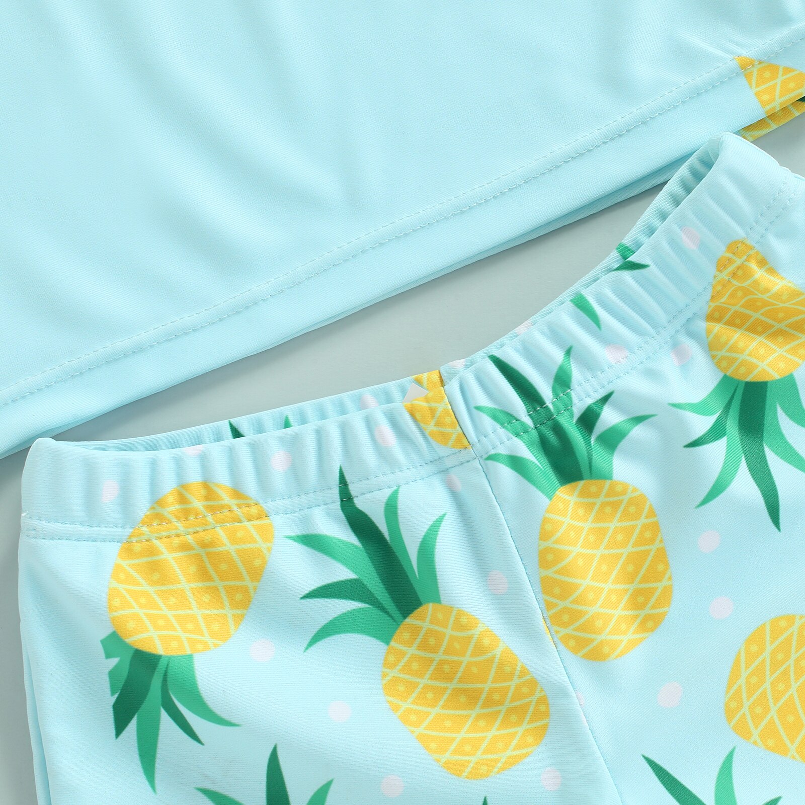 Crianças meninos moda nadar trunks conjunto carta abacaxi impressão manga curta camiseta e shorts de duas peças banho