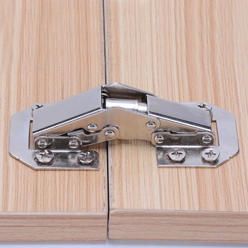 90 Degree Cabinet Hinges 3 Inch No-Drilling Hole Bridge Door Furniture 1PC Hinge Cupboard Shaped With Spring Screws Hardwar R0P3