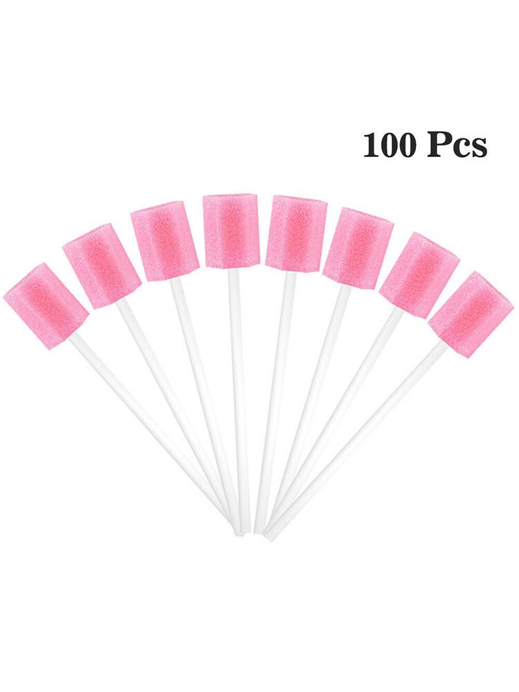 Esponja desechable para el cuidado bucal, hisopo de esponja para limpieza de dientes con palo, hisopo de esponja desechable para el cuidado bucal, 100 Uds.