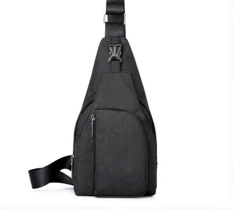 Nieuwste anti-diefstal nylon borsttas voor heren, fietsrugzak, schoudertas en crossbodytas: Zwart