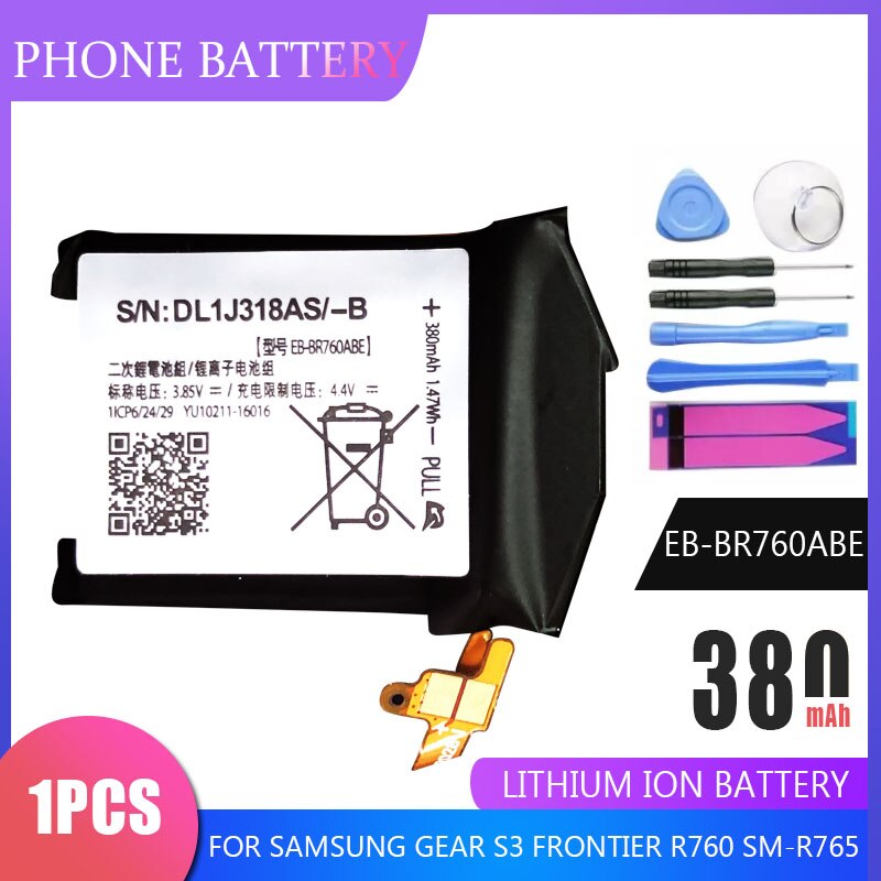 1 unids/lote nueva 380mAh EB-BR760ABE batería para Samsung Gear 3 frontera de S3 clásico EB-BR760A SM-R760 SM-R765 SM-R765S SM-R770