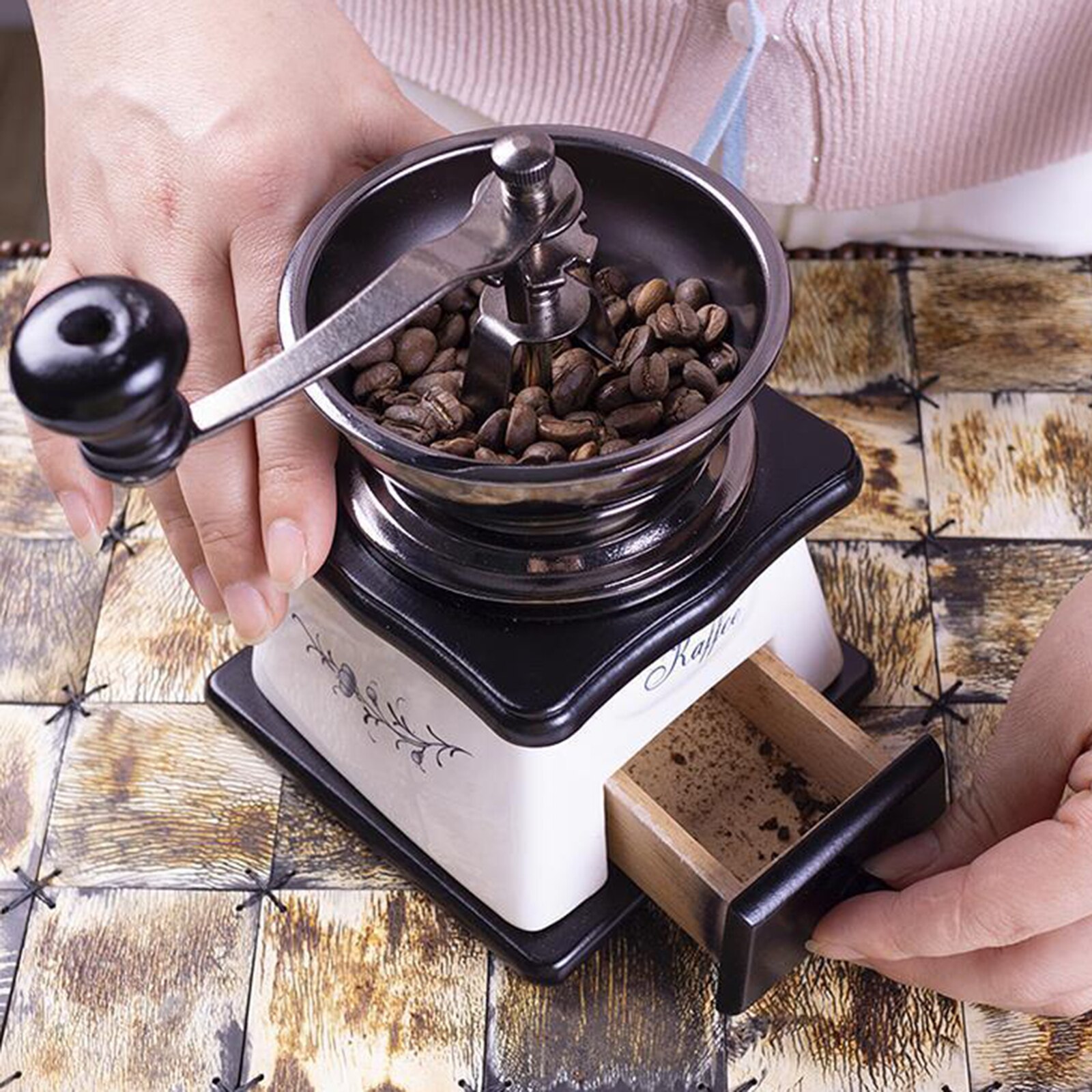 Hand Crank Coffee Grinder Small Coffee Mill Grinding Machine for Nuts Herb Grains