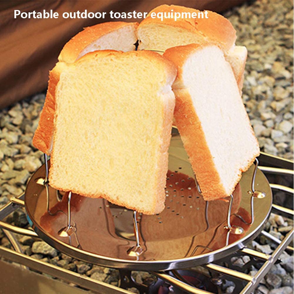 1Pc Practical 4 Slice Bread Toast Rack Grill Gas Stoves Cooker BBQ Camping Toaster Tray Stainless Steel Plates