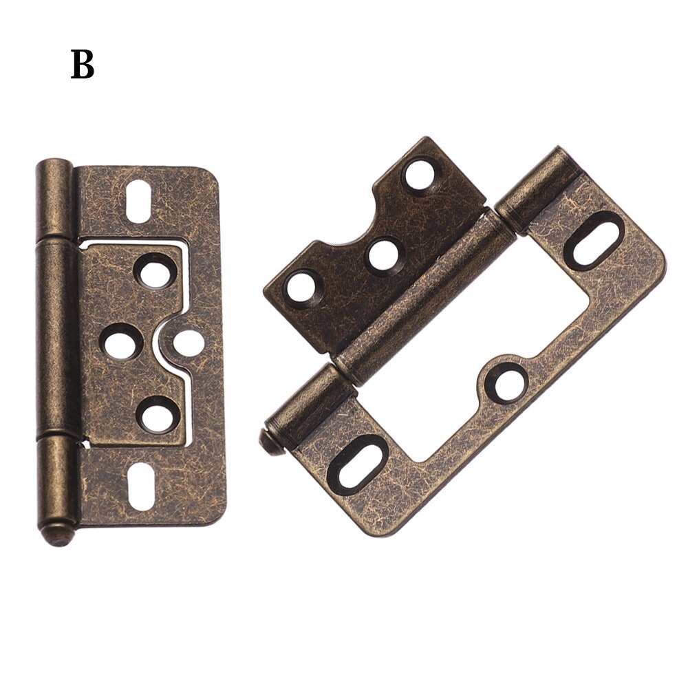 1Pair 3 Inch Iron Flush Door Hinges Folded Connect Hinges Close Hinges Large Cabinet Cupboard Furniture Hardware Accessories: B