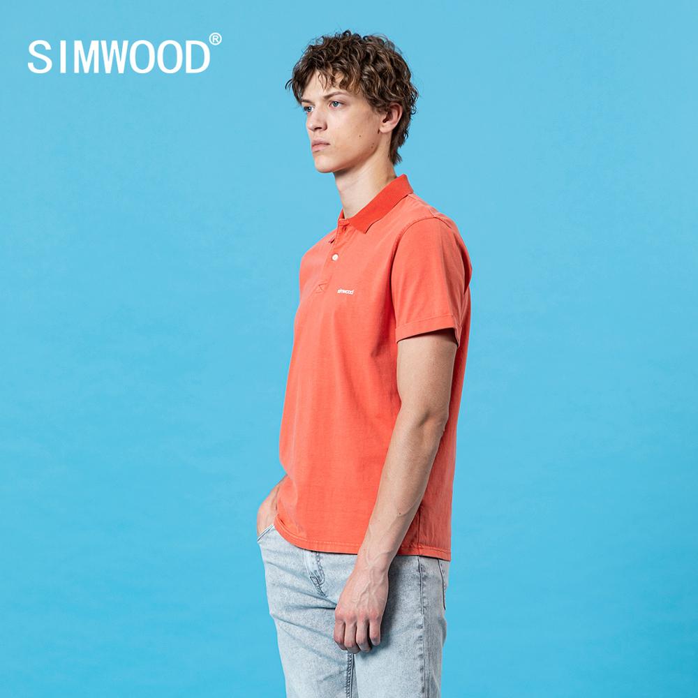SIMWOOD 2022 summer vintage garment dyed plain cloth fabric thin polo shirts 100% cotton breathable polo shirts