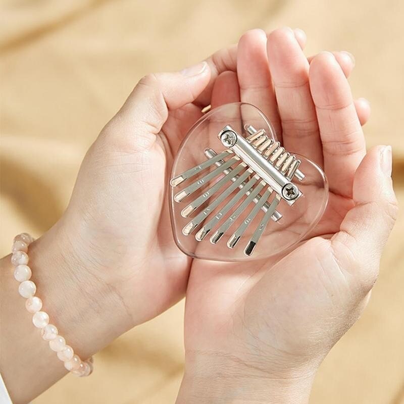 Mini Piano portátil de madera de cristal para niños, instrumento de percusión de dedo, 8 teclas, teclado de bolsillo, de vacaciones