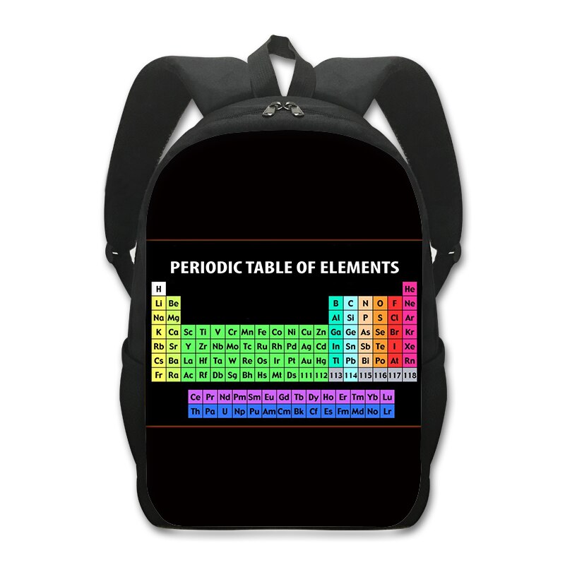Periodensystem der Elemente Druck Schule Rucksack für Teenager Jungen Mädchen Daypack Genius freundlicher Schule Taschen Chemie Rucksack: d16Element01cw
