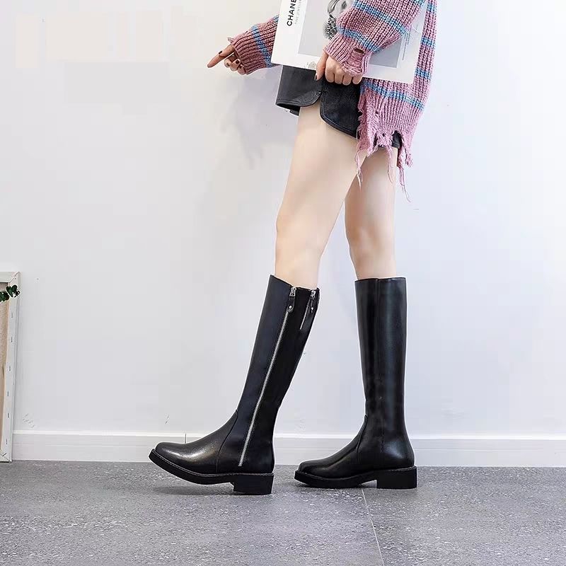 Botas longas femininas 2020 novo outono e inverno além de veludo all-match mas botas de joelho botas altas botas pequenas botas de couro cavaleiro