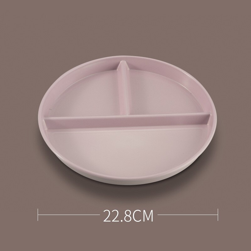 Compartment Plate For Food Round Plastic Dinner Plates Dinnerware Dining Plate Serving Dishes Cake Salad Kitchen Plates: Pink